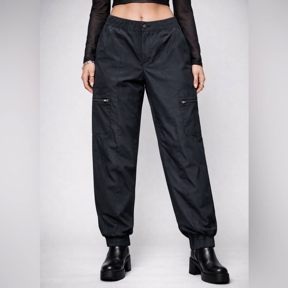 Talbots Black Cargo Jogger Pants Dark Tech Utility Size Large